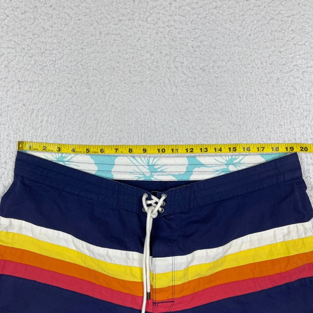 Brooks Brothers Board Shorts Mens 40 Navy Blue Retro Striped Swim Trunks